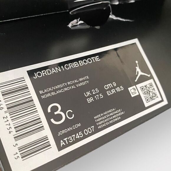 Nike Air Jordan 1 Crib Booties Sneaker Royal Black AT3745-007 Infant size 3C New - Picture 10 of 10